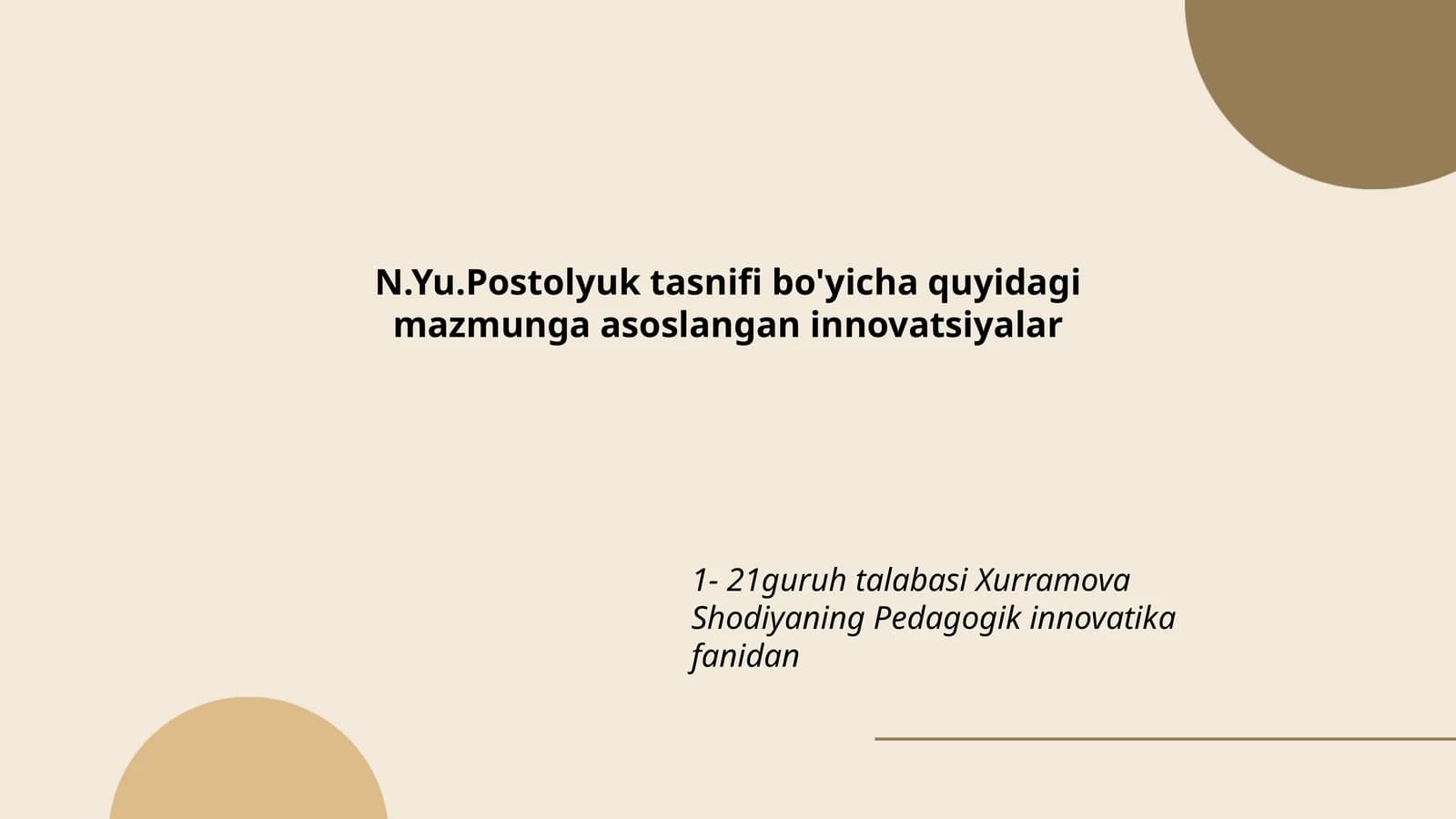 Pedagogik innovatika fanidan