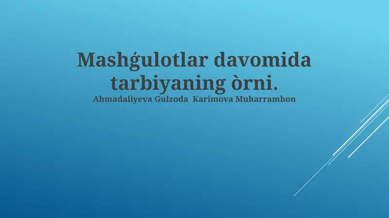 Tarbiyaning Òrni