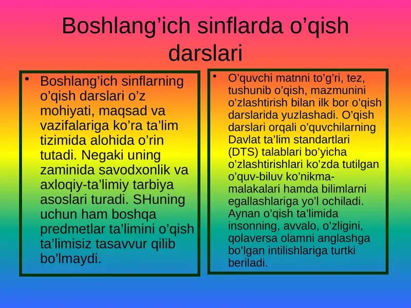 Boshlang’ich sinflar darslari