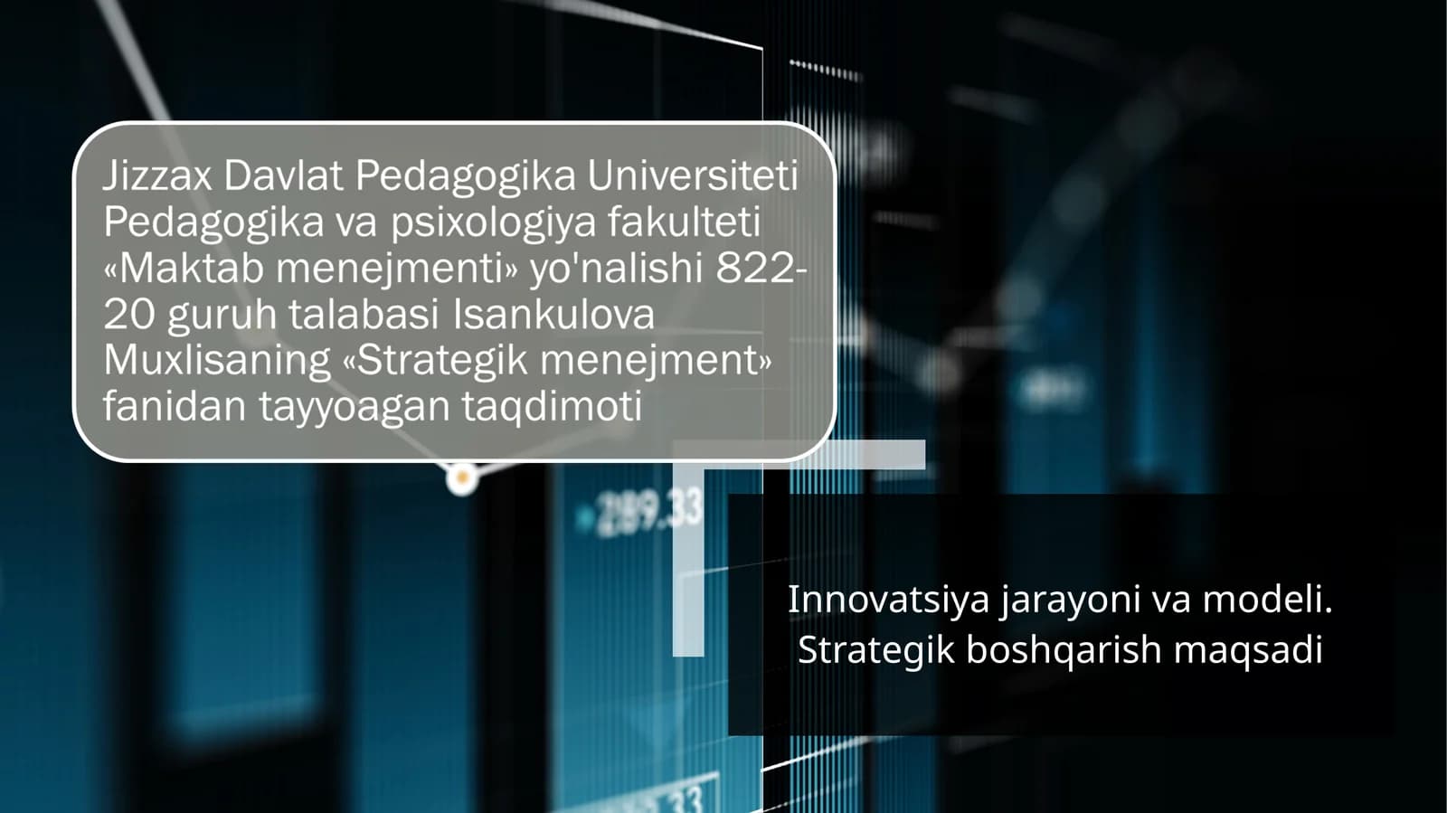 Innovatsiya jarayoni va modeli. Strategik boshqarish maqsadi