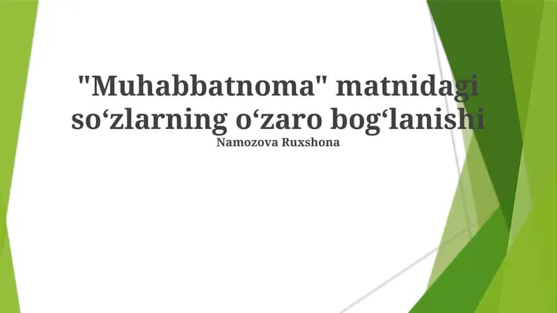 "Muhabbatnoma" matnidagi soʻzlarning oʻzaro bogʻlanishi
