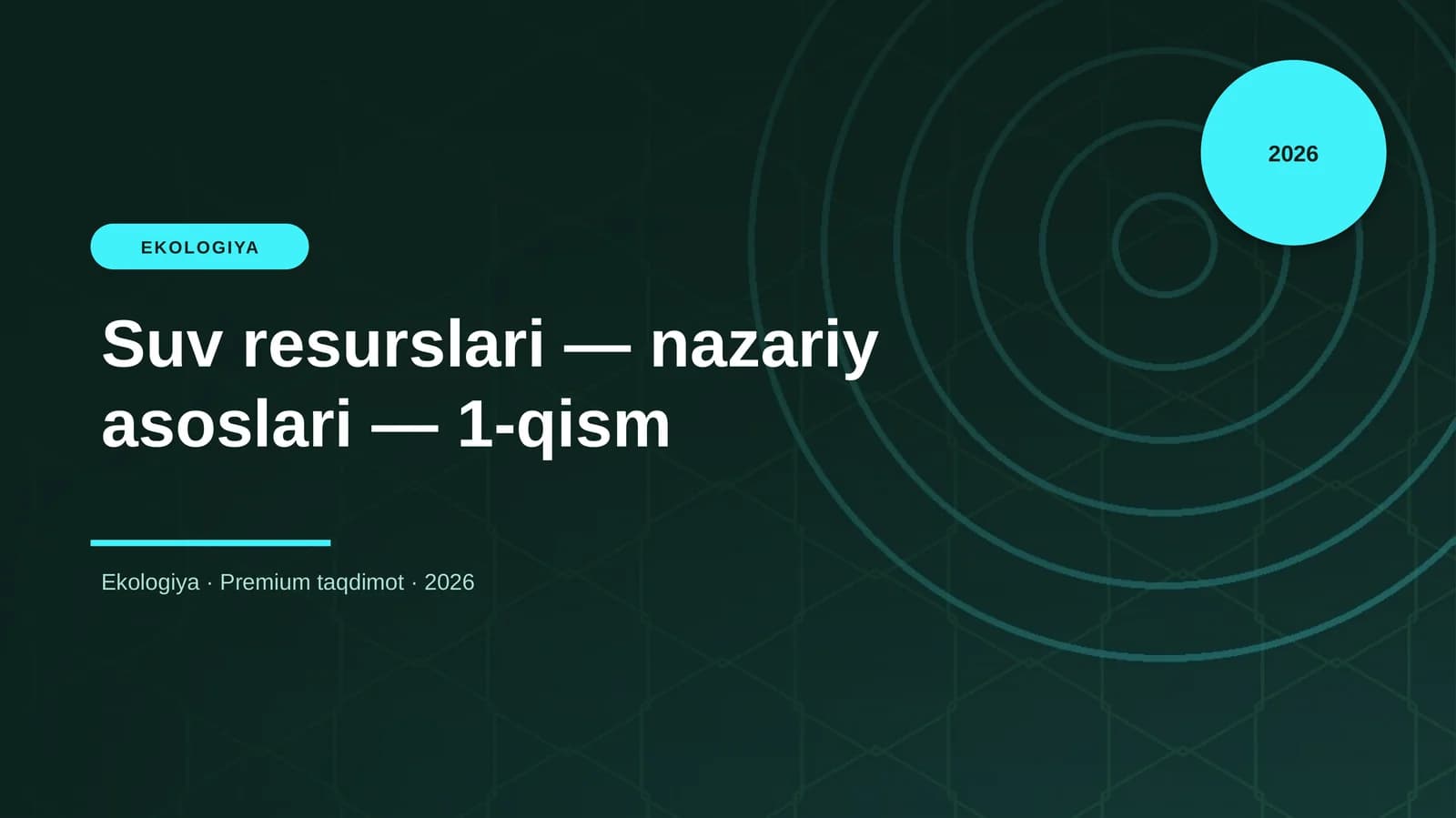 Suv resurslari — nazariy asoslari — 1-qism