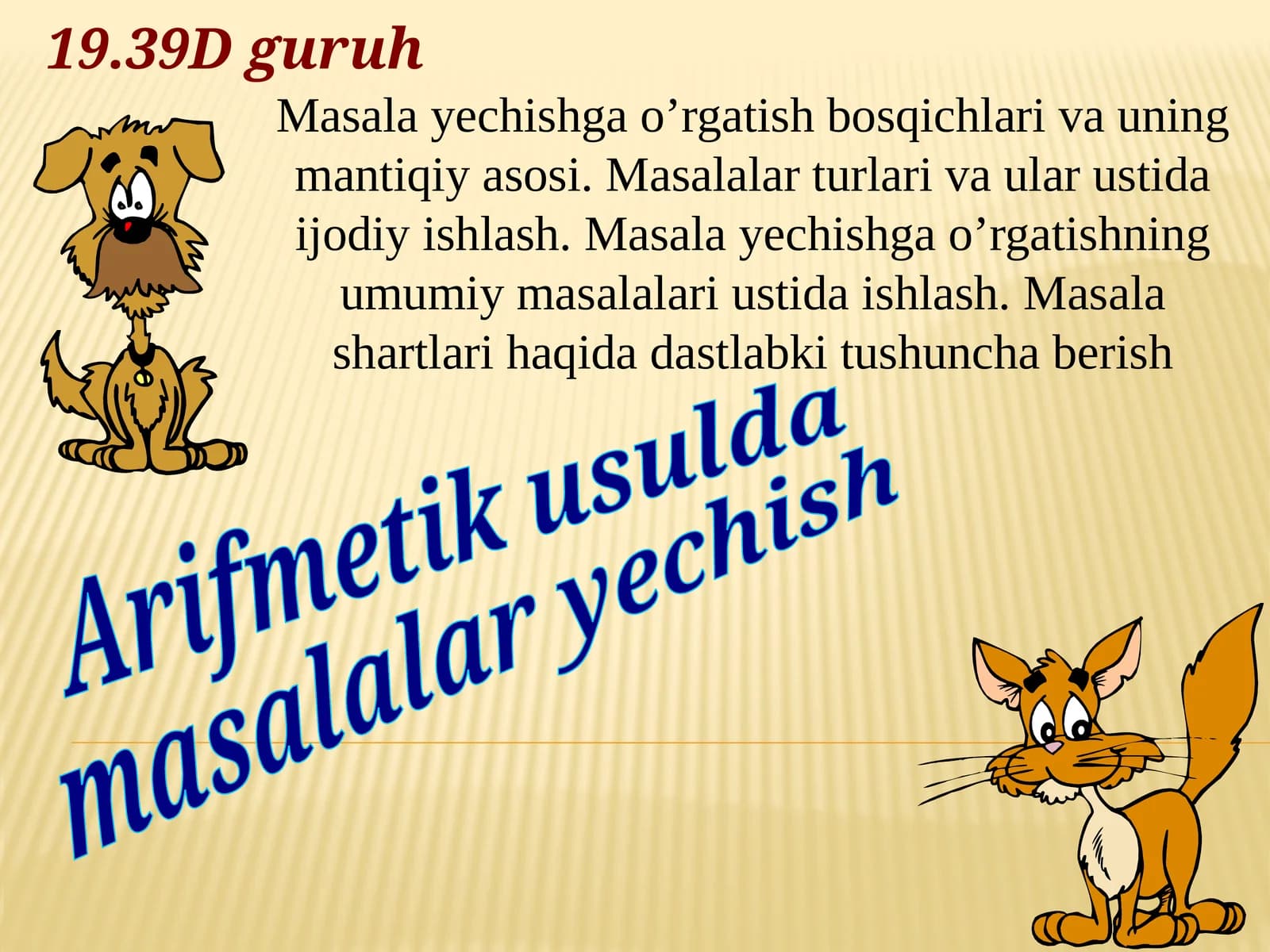 Masalayechishgao’rgatishbosqichlarivauningmantiqiyasosi