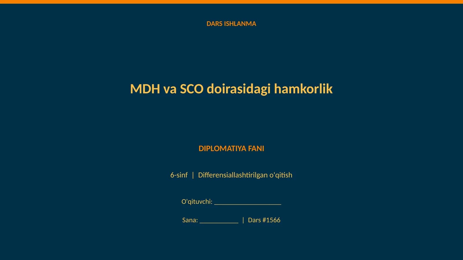 MDH va SCO doirasidagi hamkorlik