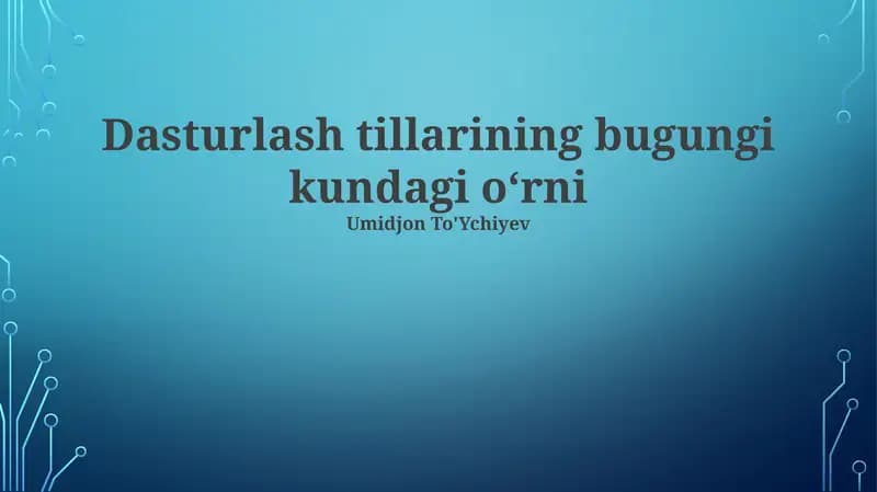 Kiberxavfsizlik va Dasturlash