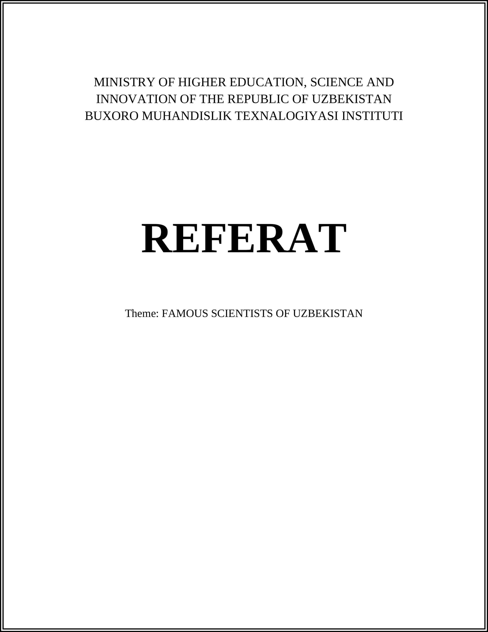 FAMOUS SCIENTISTS OF UZBEKISTAN