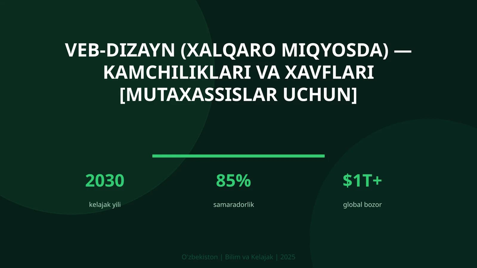 VEB-DIZAYN (XALQARO MIQYOSDA) — KAMCHILIKLARI VA XAVFLARI [MUTAXASSISLAR UCHUN]