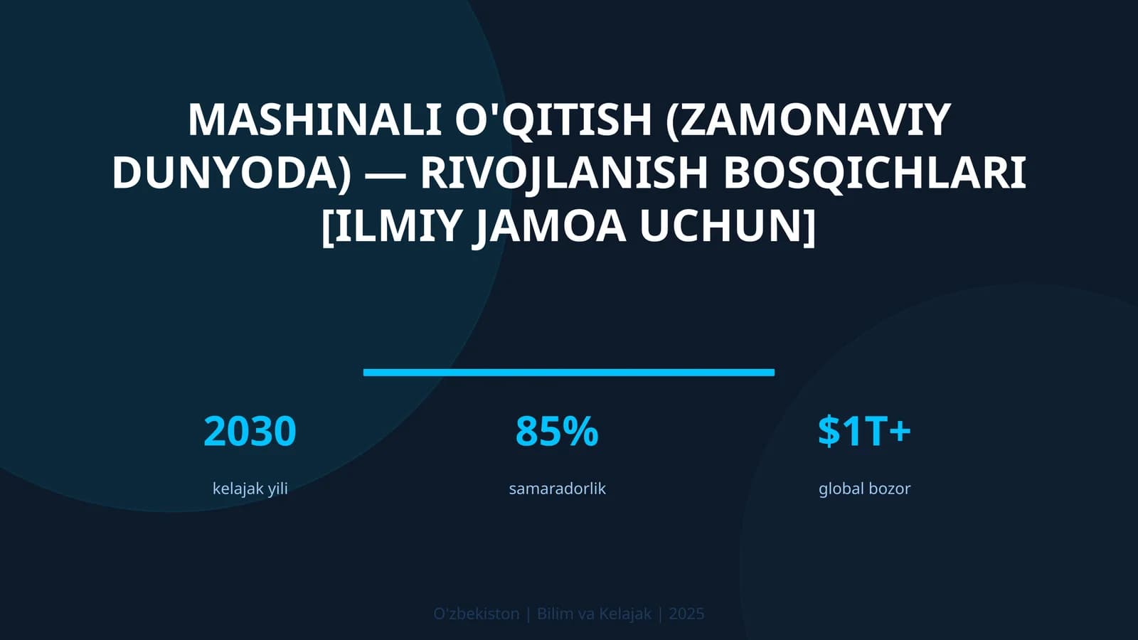 Mashinali o'qitish (zamonaviy dunyoda) — rivojlanish bosqichlari [ilmiy jamoa uchun]
