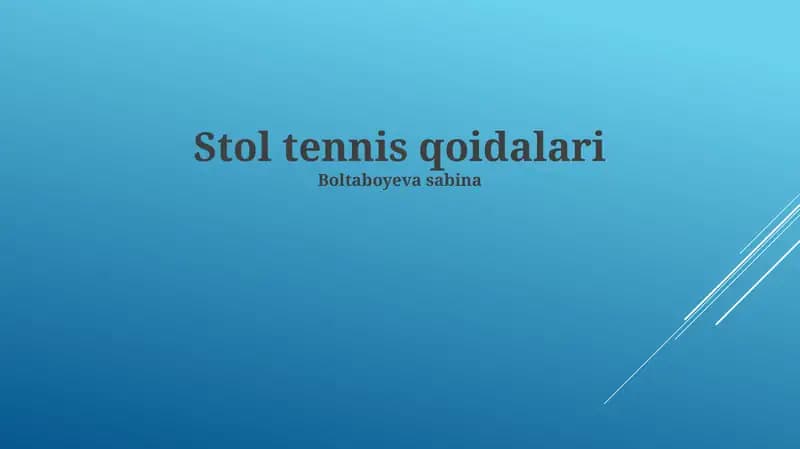 Stol tennis qoidalari