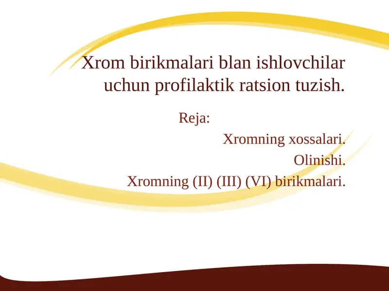 Xromning Xossalari
