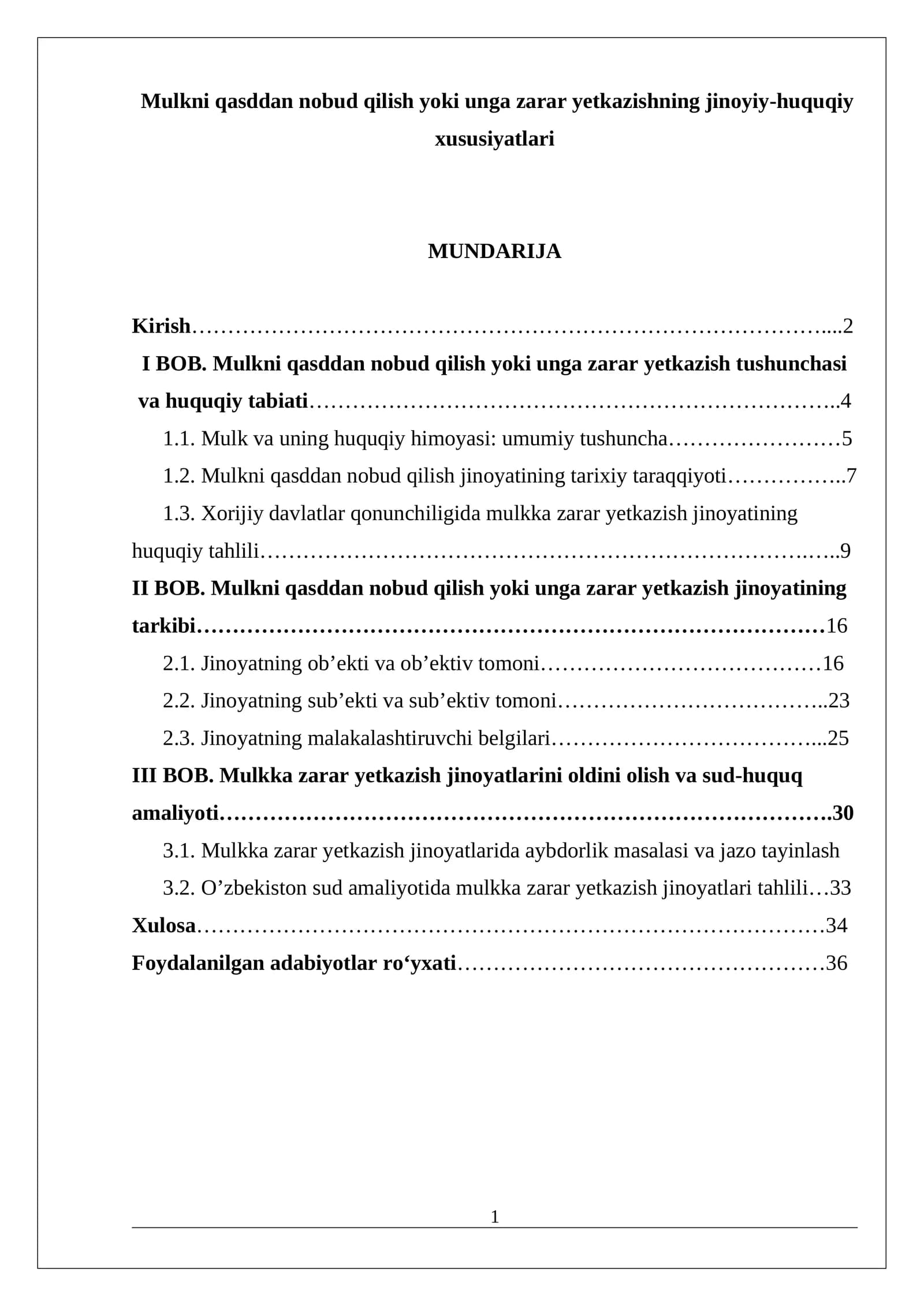 Mulkni qasddan nobud qilish yoki unga zarar yetkazishning jinoyiy-huquqiy xususiyatlari