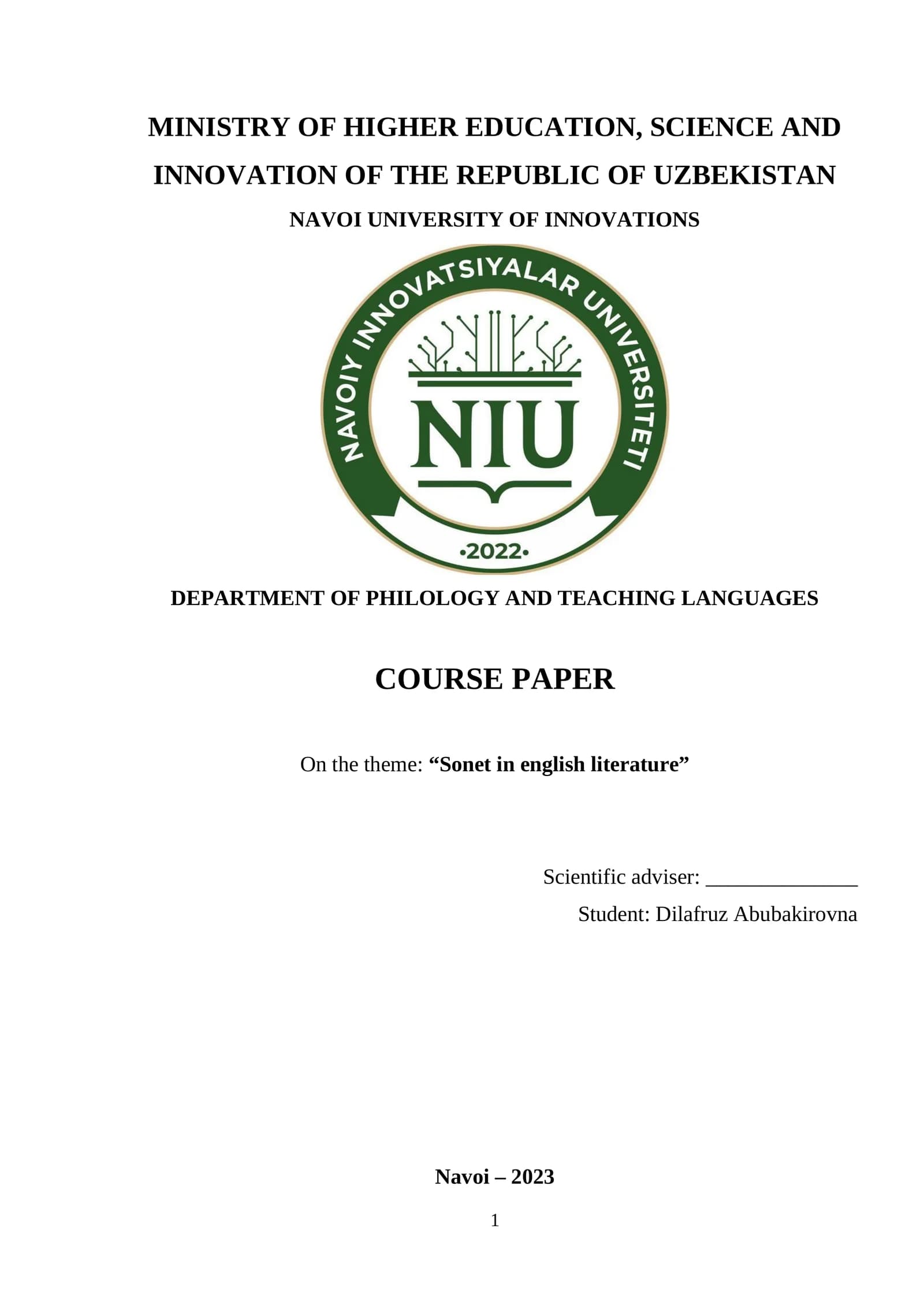 SONET IN ENGLISH LITERATURE