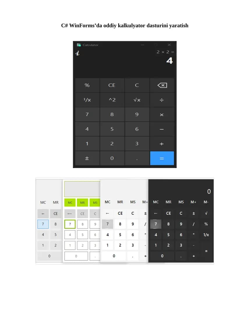 C# WinForms’da oddiy kalkulyator dasturini yaratish