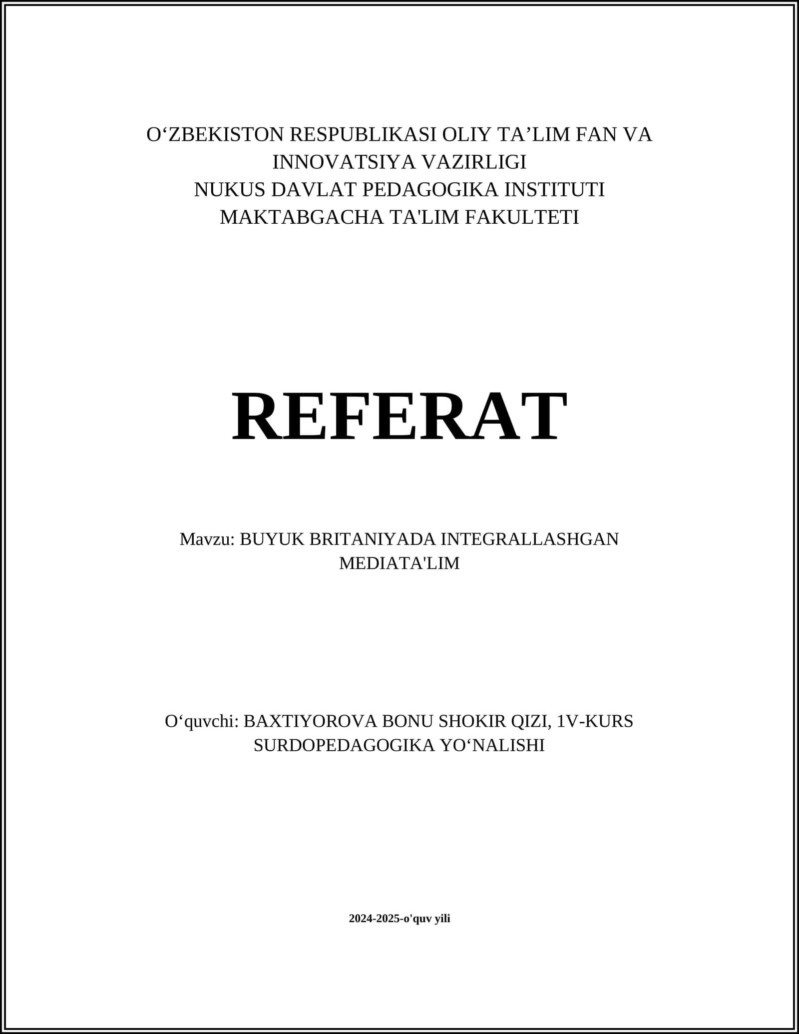 Integrallashgan mediata'lim