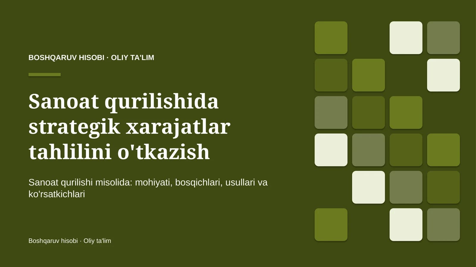 sanoat qurilishida strategik xarajatlar tahlilini o'tkazish 6624