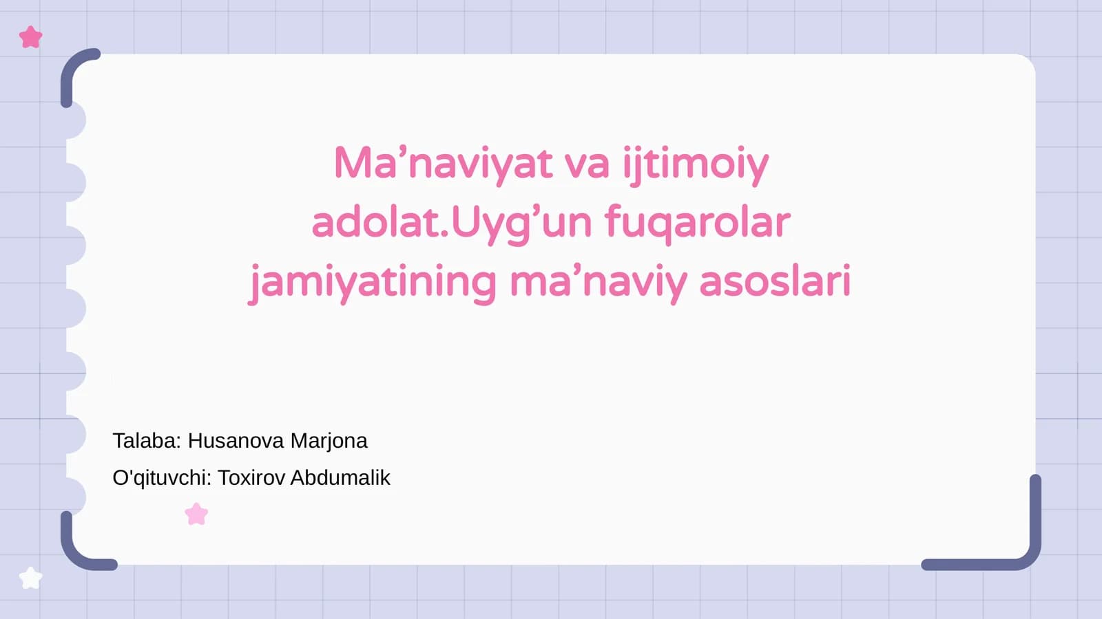 Ma’naviyat va ijtimoiy adolat