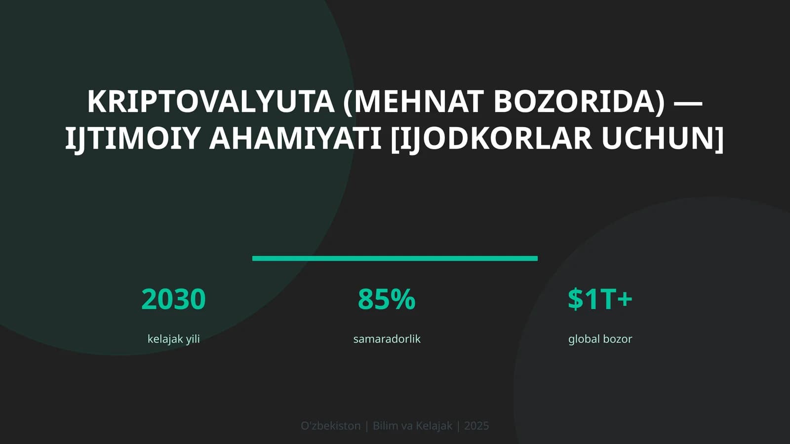Kriptovalyuta (mehnat bozorida) — ijtimoiy ahamiyati [ijodkorlar uchun]