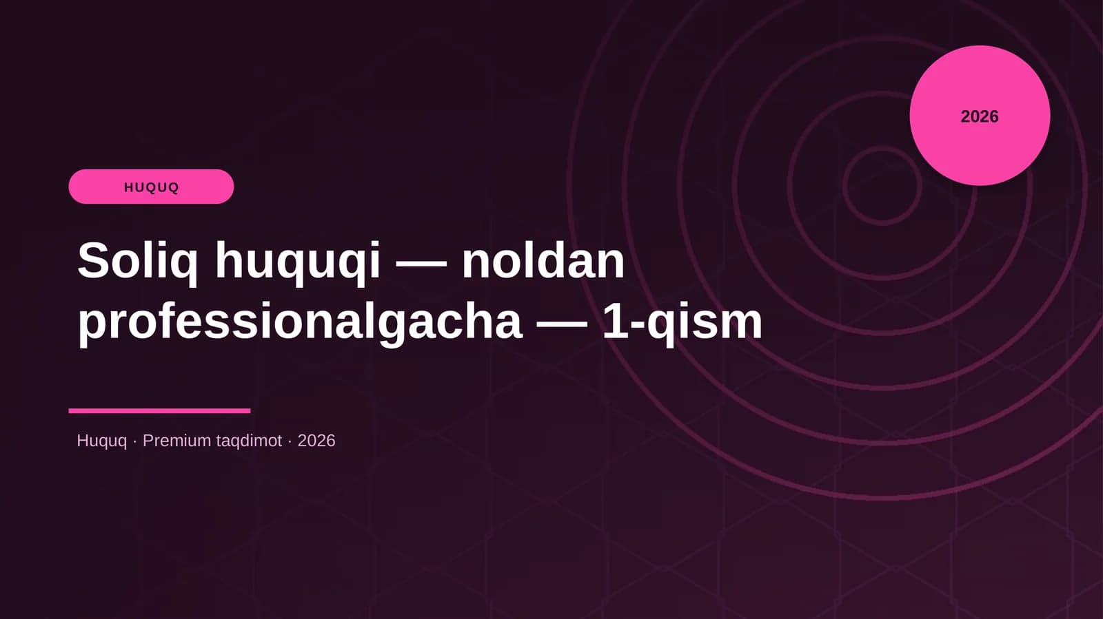 Soliq huquqi — noldan professionalgacha — 1-qism