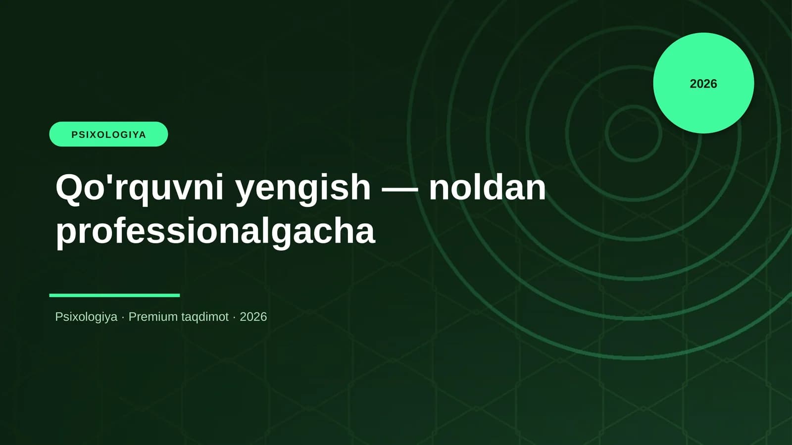 Qo'rquvni yengish — noldan professionalgacha