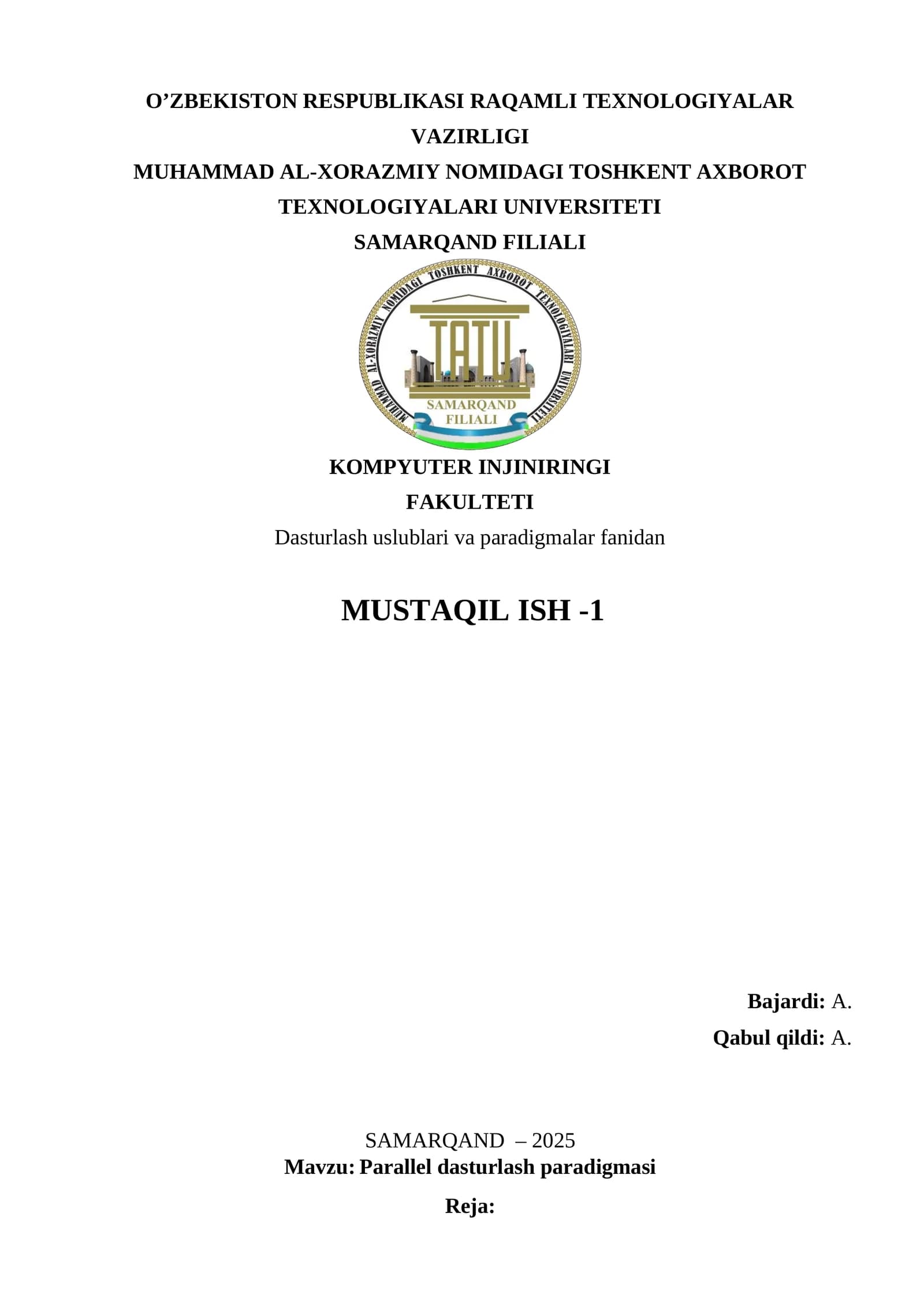 Parallel dasturlash paradigmasi