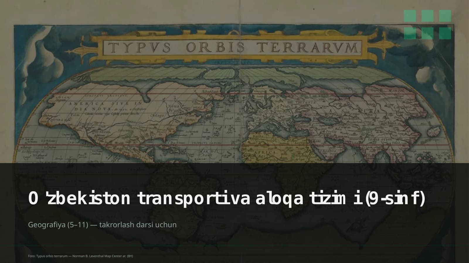 O'zbekiston transporti va aloqa tizimi (9-sinf)