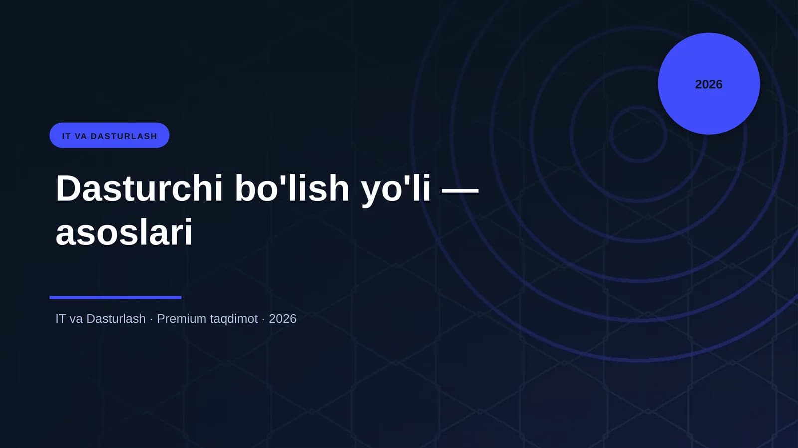 Dasturchi bo'lish yo'li — asoslari