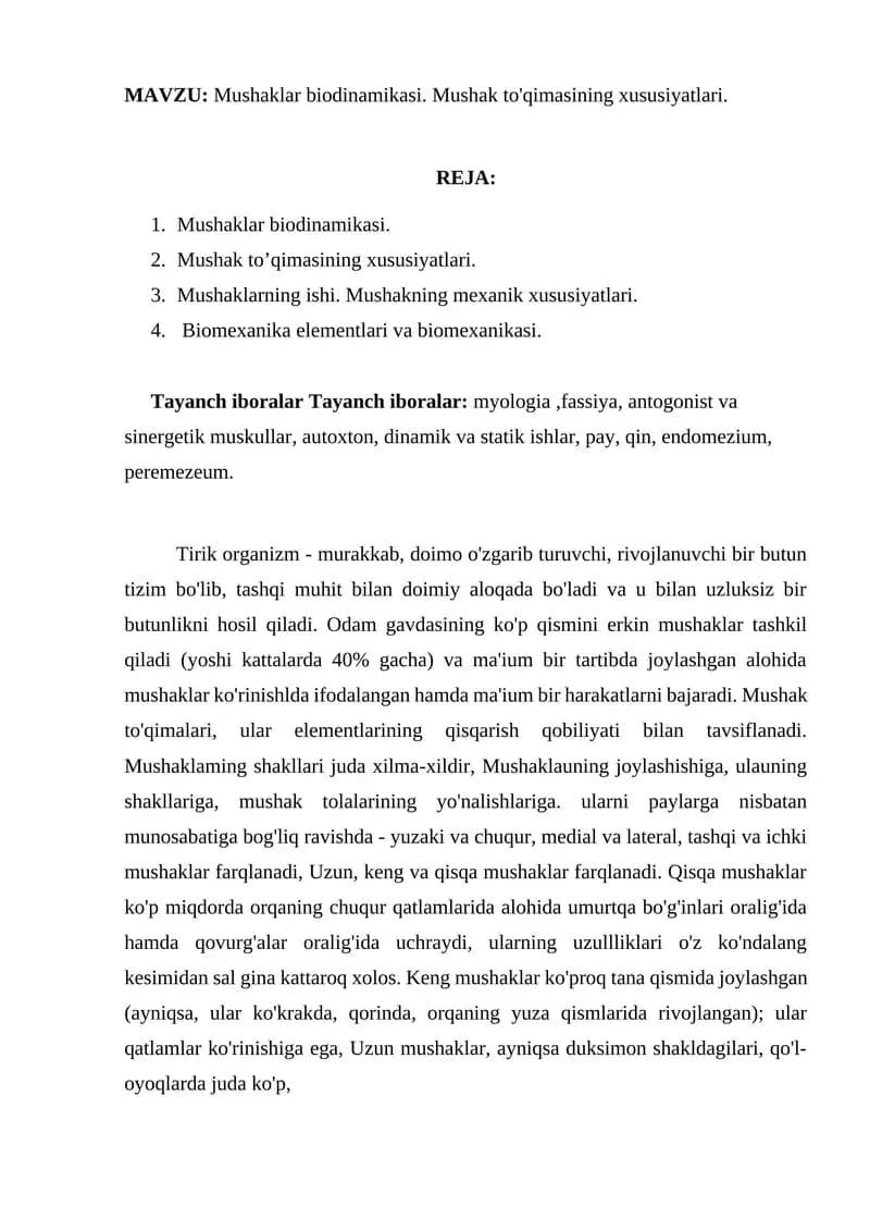 Mushaklar biodinamikasi