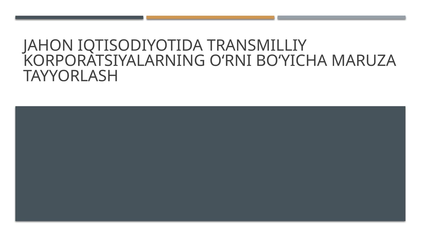 Transmilliy korporatsiyalarning oʻrniboʻyich a'zo bo'lishi