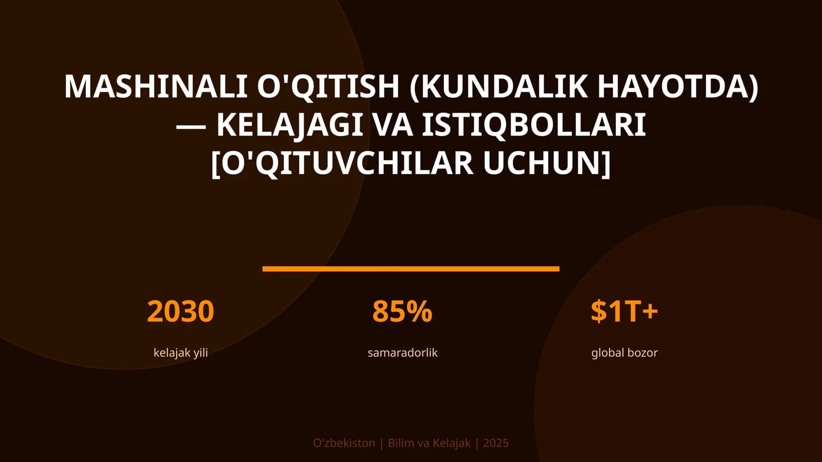 MASHINALI O'QITISH (KUNDALIK HAYOTDA) — KELAJAGI VA ISTIQBOLLARI [O'QITUVCHILAR UCHUN]
