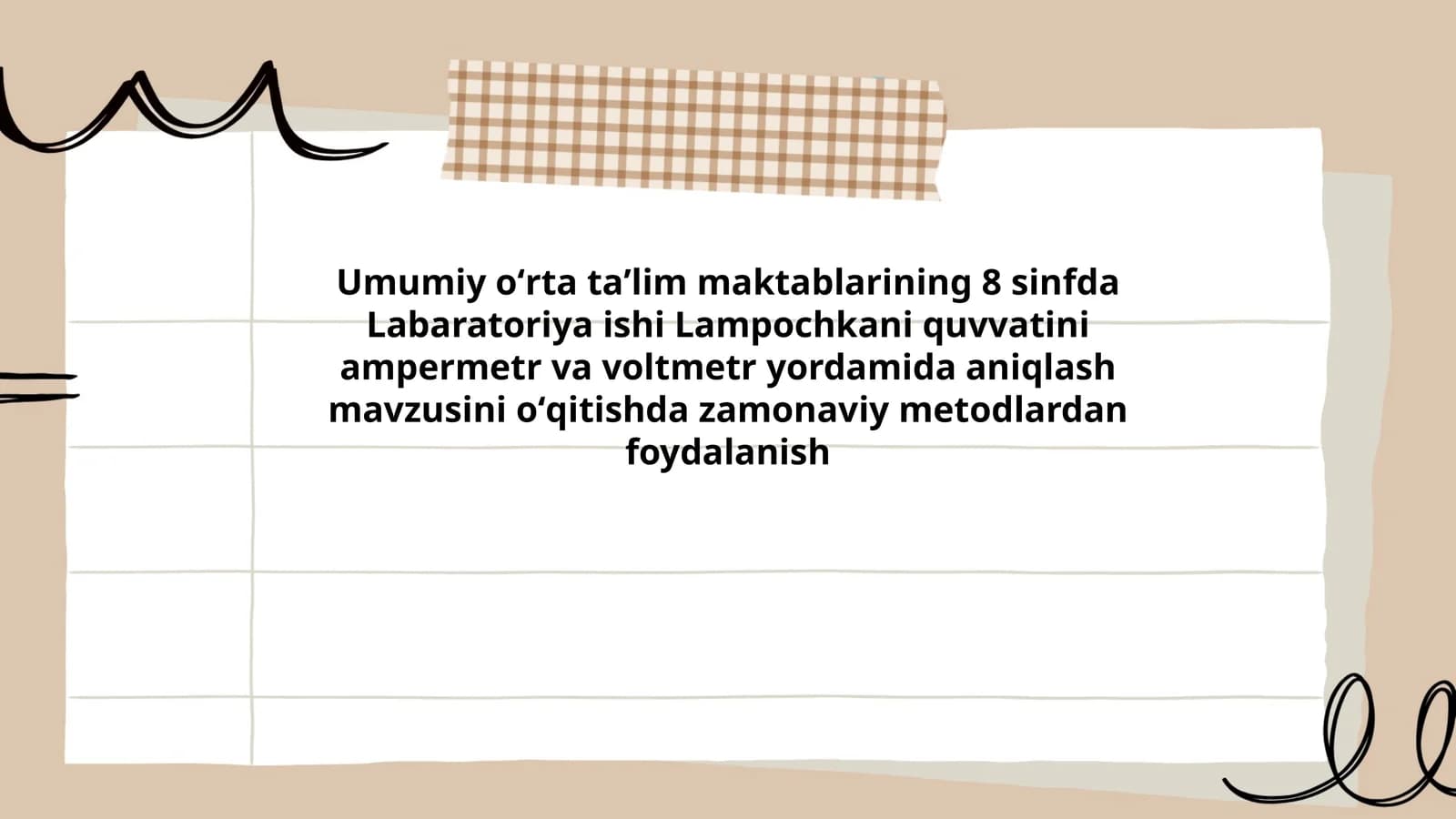 Labaratoriya ishi Lampochkani quvvatini ampermetr va voltmetr yordamida aniqlash