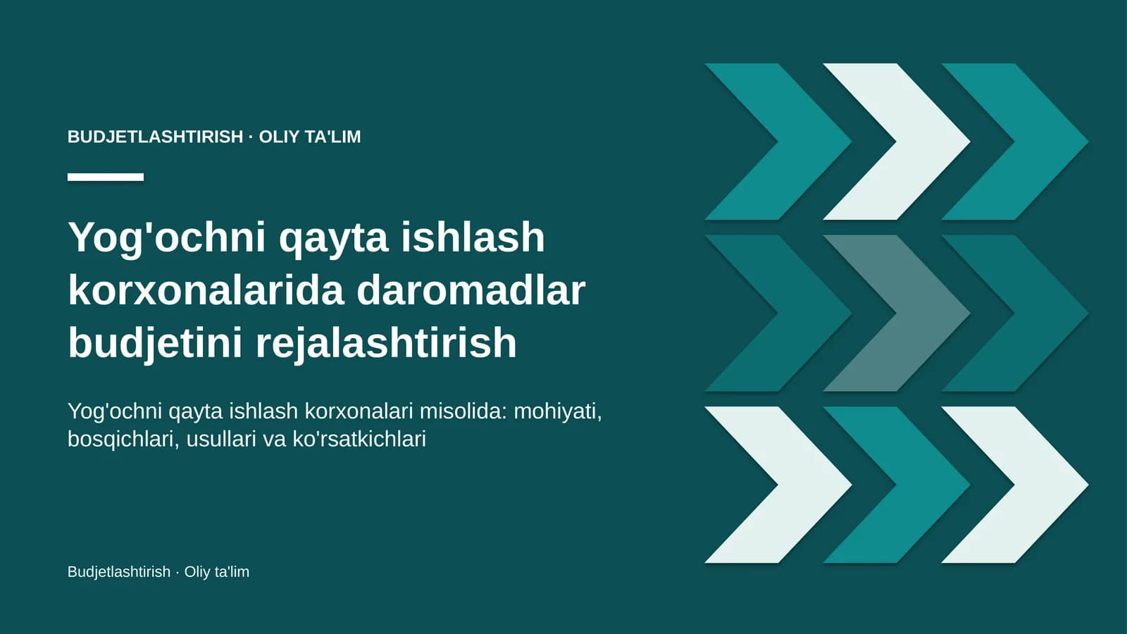 Yog'ochni qayta ishlash korxonalarida daromadlar budjetini rejalashtirish