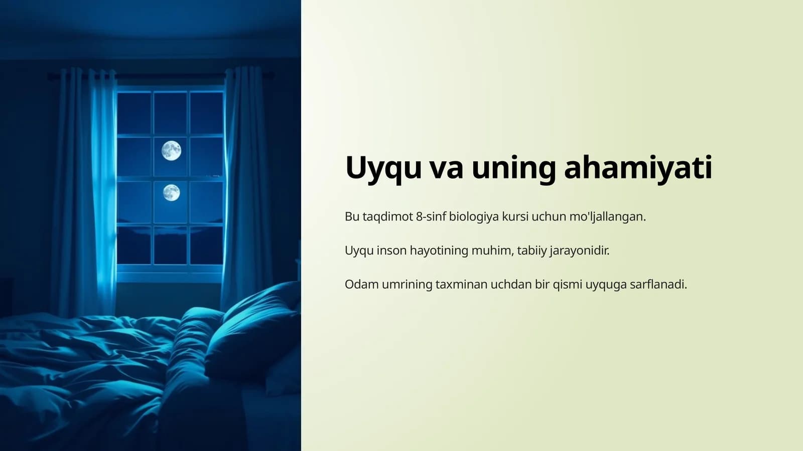 Uyqu va uning ahamiyati (8-sinf Biologiya)