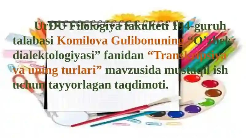 Transkipsiyava uning turlari