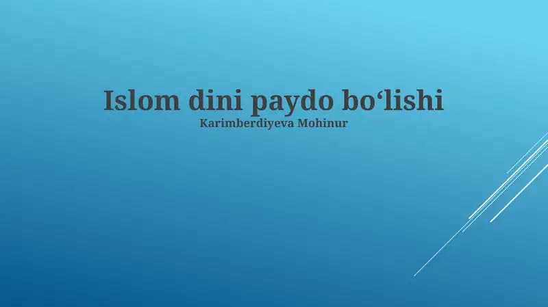 Islom dini paydo boʻlishi