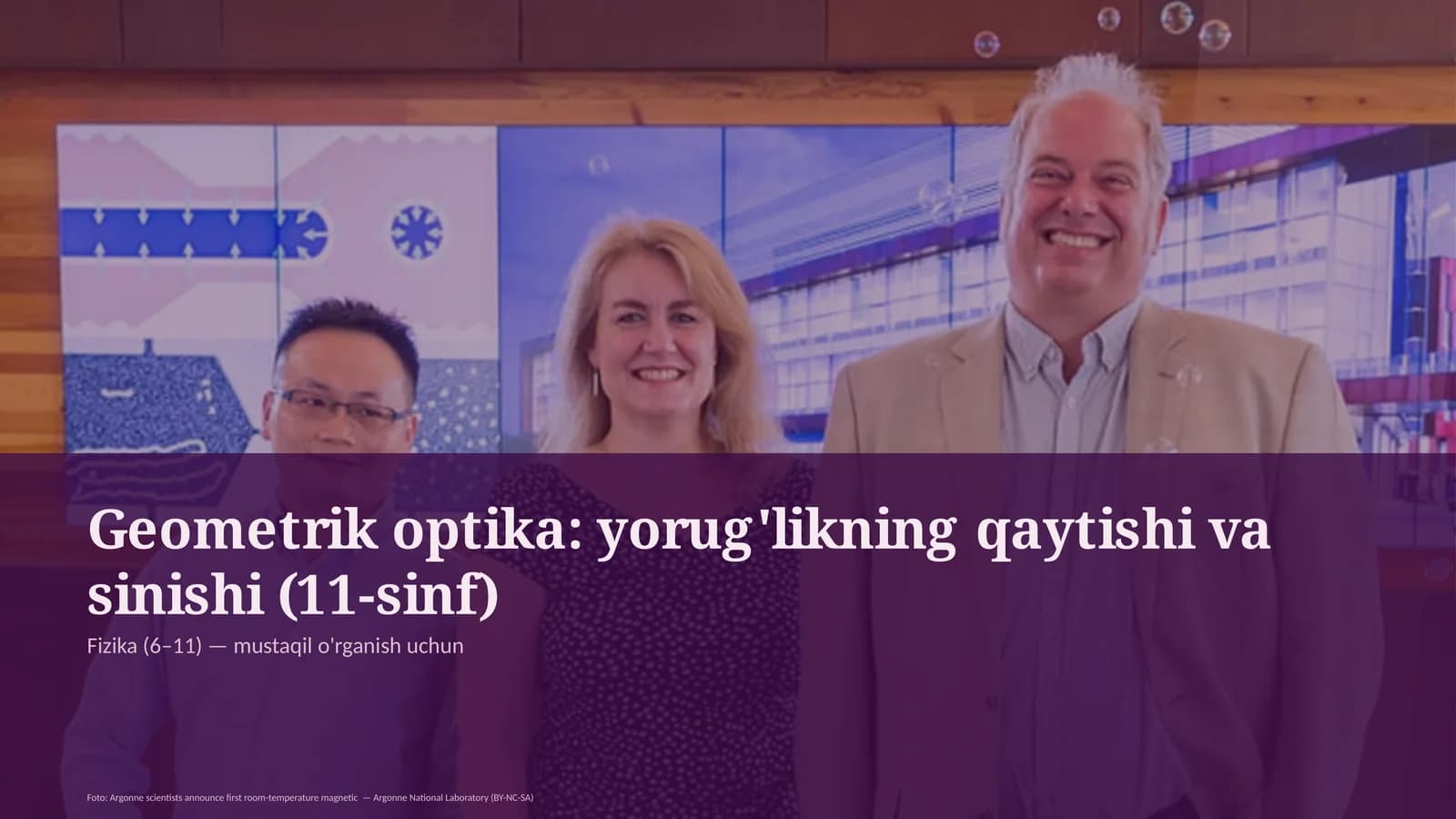 Geometrik optika: yorug'likning qaytishi va sinishi (11-sinf)