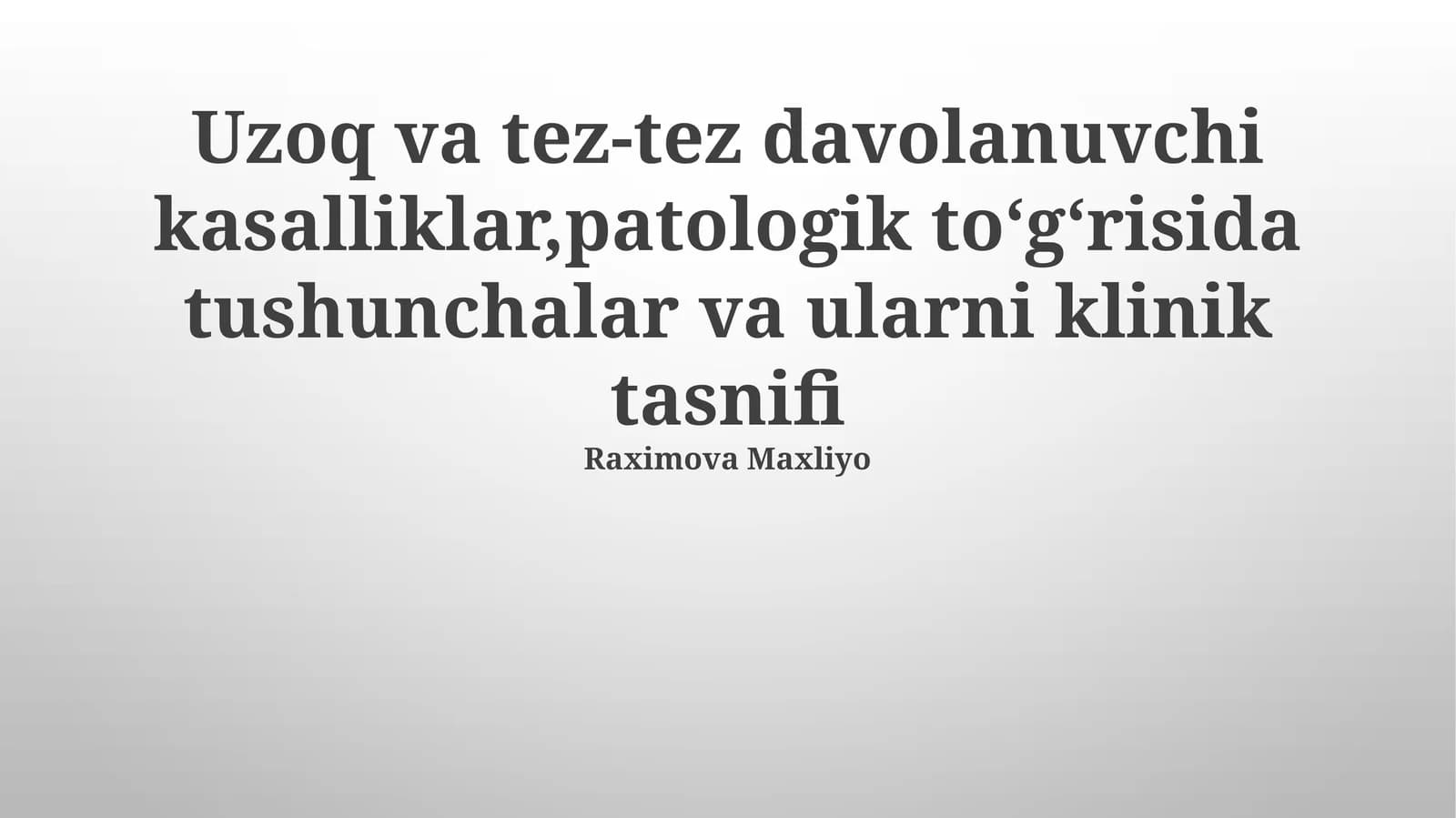 Klinik Amaliyotda qo'llaniladigan Tasniflash Tizimlari