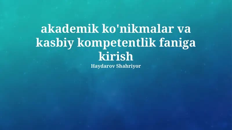 Professional Kompotensiyaning Asosiy Unsurlari