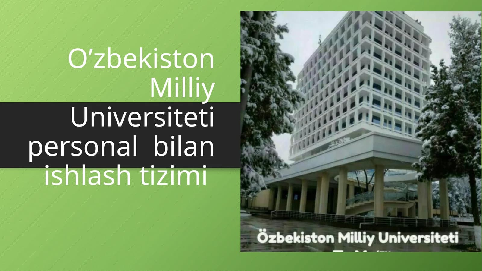 O’zbekiston Milliy Universiteti Personal Bilan Ishlash Tizimi