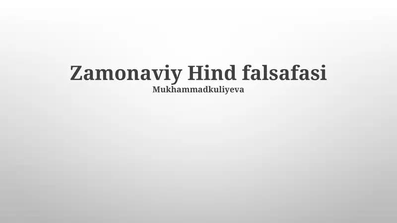 Ekologiya Falsafa va Hindiston Fikri