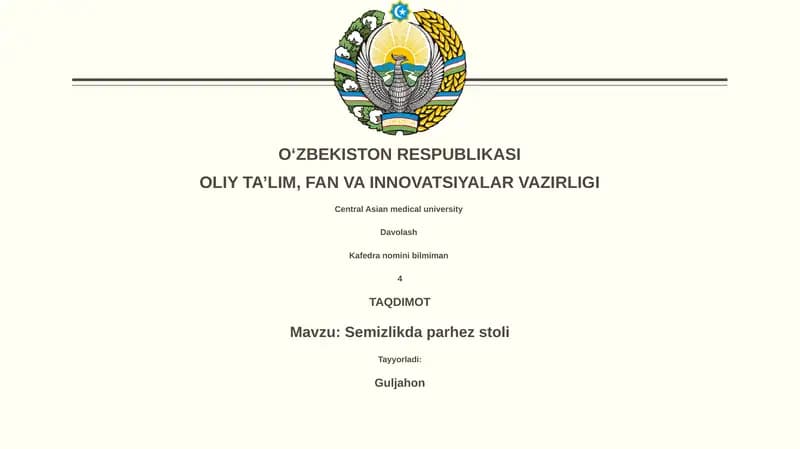 Semizlikda parhez stoli