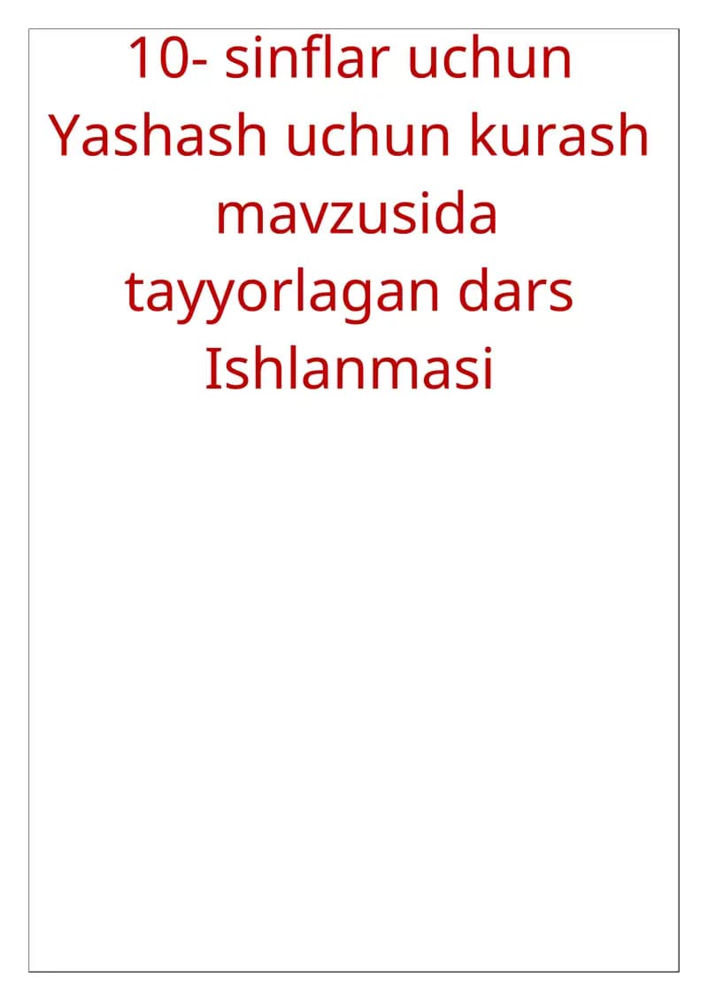Yashash uchun kurash
