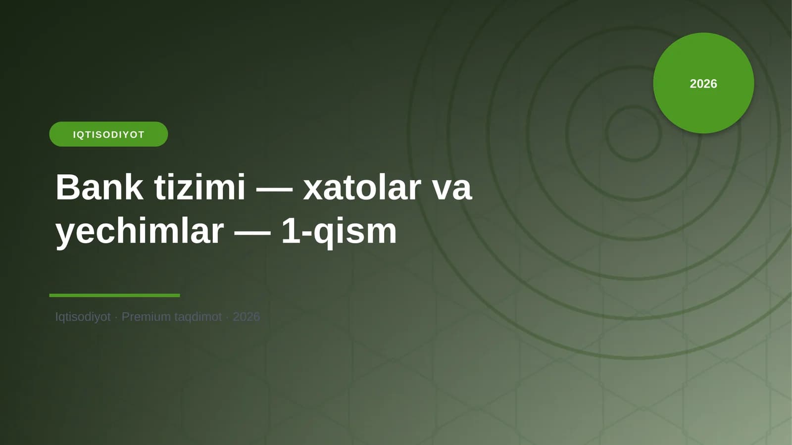 Bank tizimi — xatolar va yechimlar — 1-qism