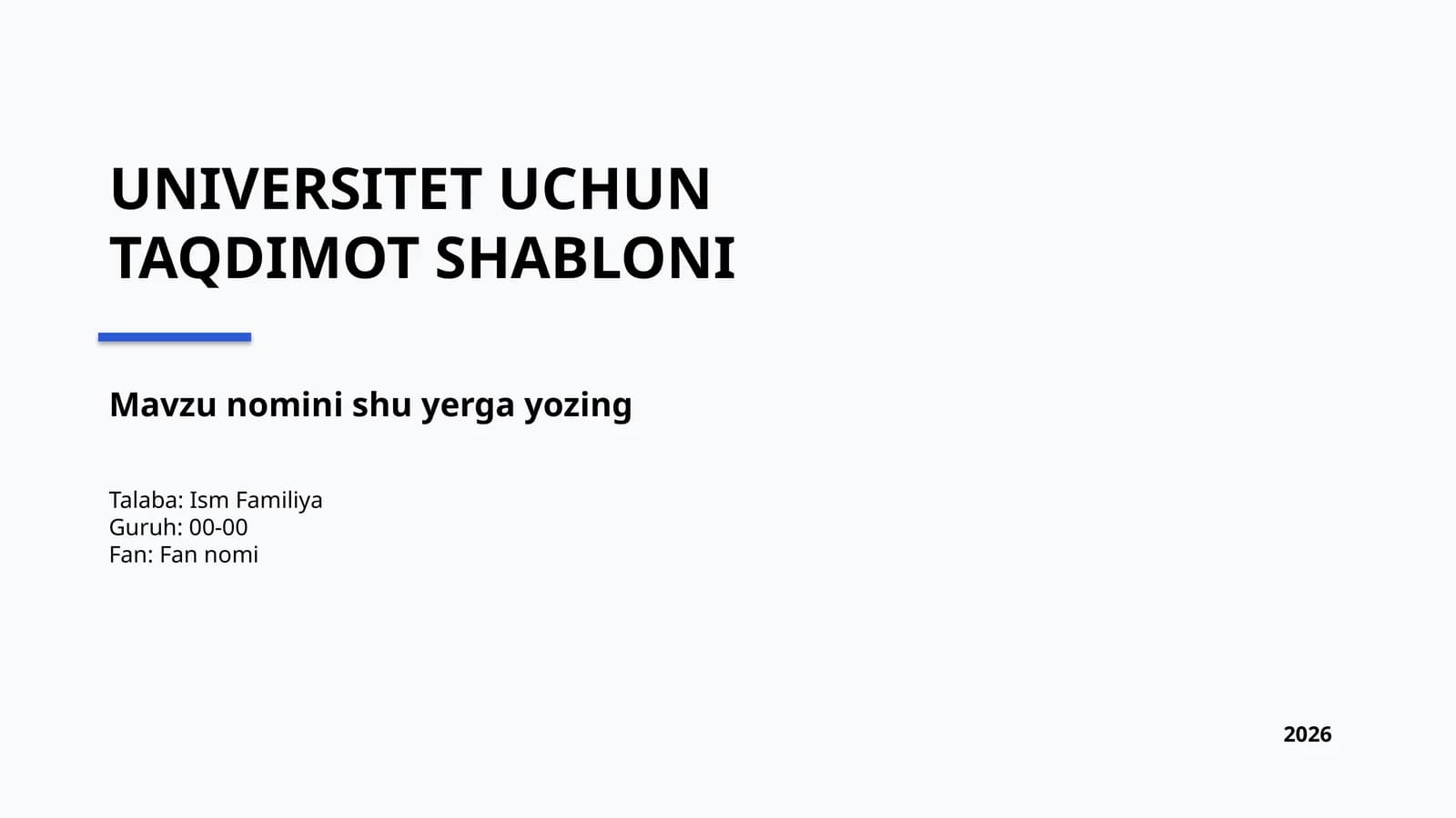 universitet taqdimot uchun shablon