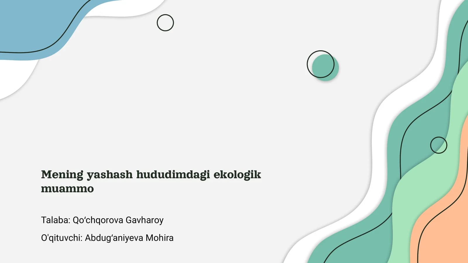 Yashash hududimdagi ekologik muammo