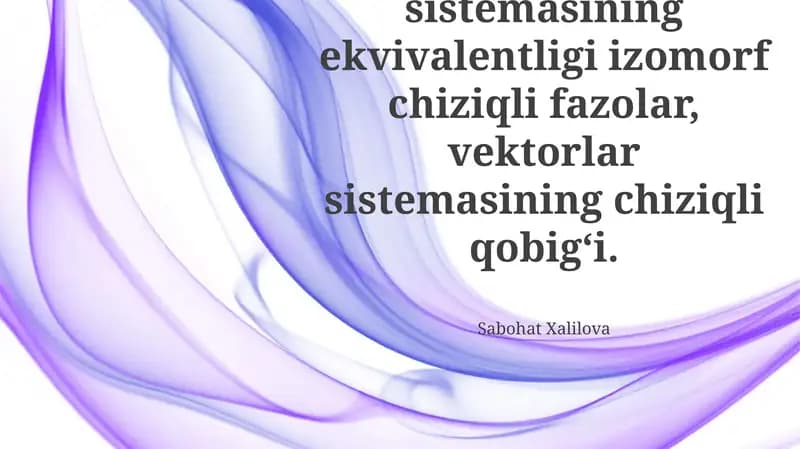 Vektor Sistemlarining Ekvivalentligi