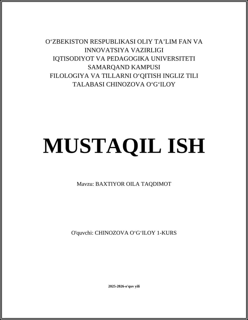 BAXTIYOR OILA TAQDIMOT