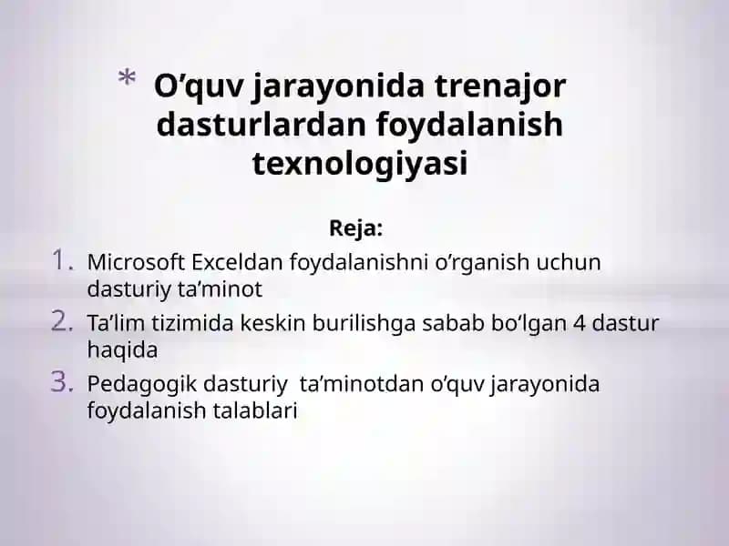 Microsoft Excel dan foydalanishni o'rganish uchun dasturiy ta'minot