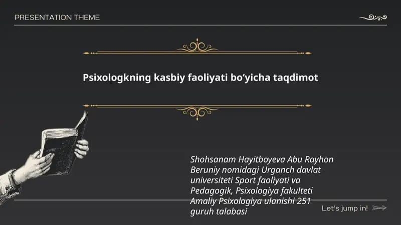 Psixologkning kasbiy faoliyati boʻyicha taqdimot