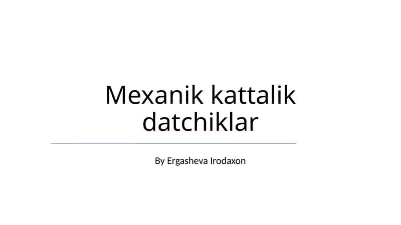 Mexanik kattalik datchiklar