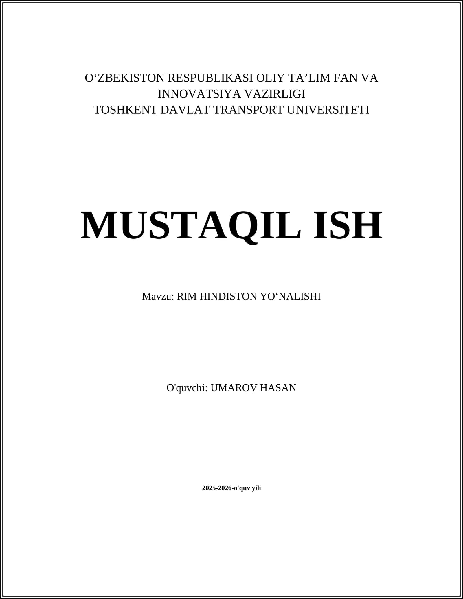 Rim-Hindiston yoʻnalishi